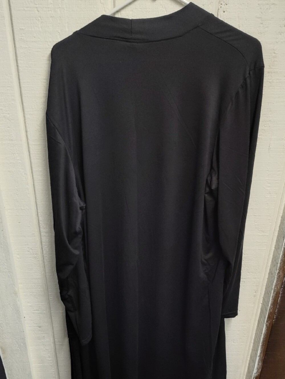 Essentials Black Long Open-Front Robe with Pockets - Picture 3 of 3